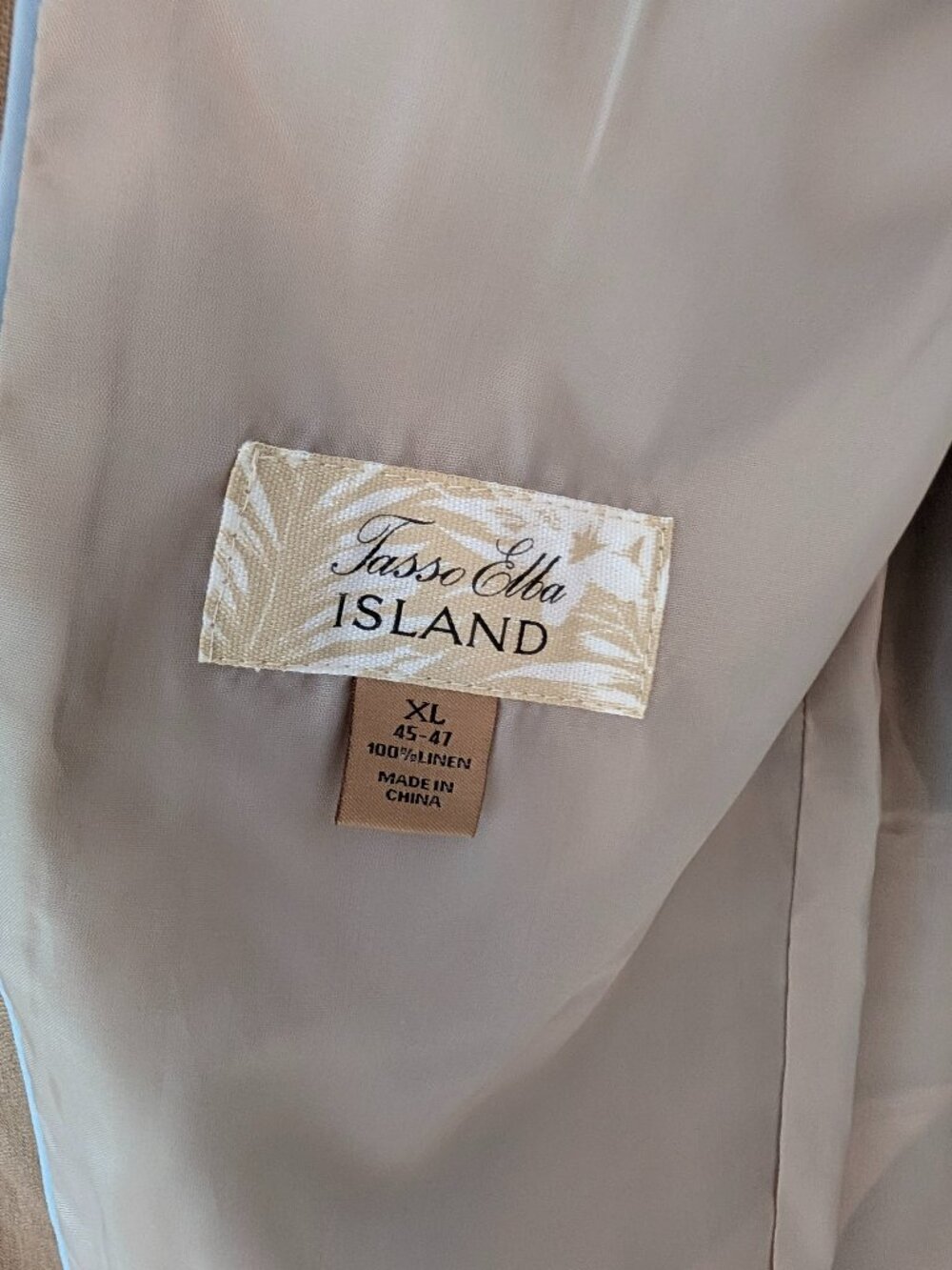 Tasso Elba 100% Linen Blazer – Khaki (Size XL 45-47)